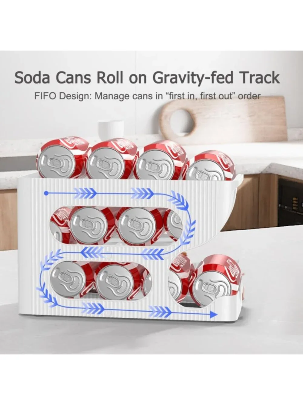 Space-Saving Soda Can Organizer 2-Pack | Automatic Rolling Drink Dispenser for